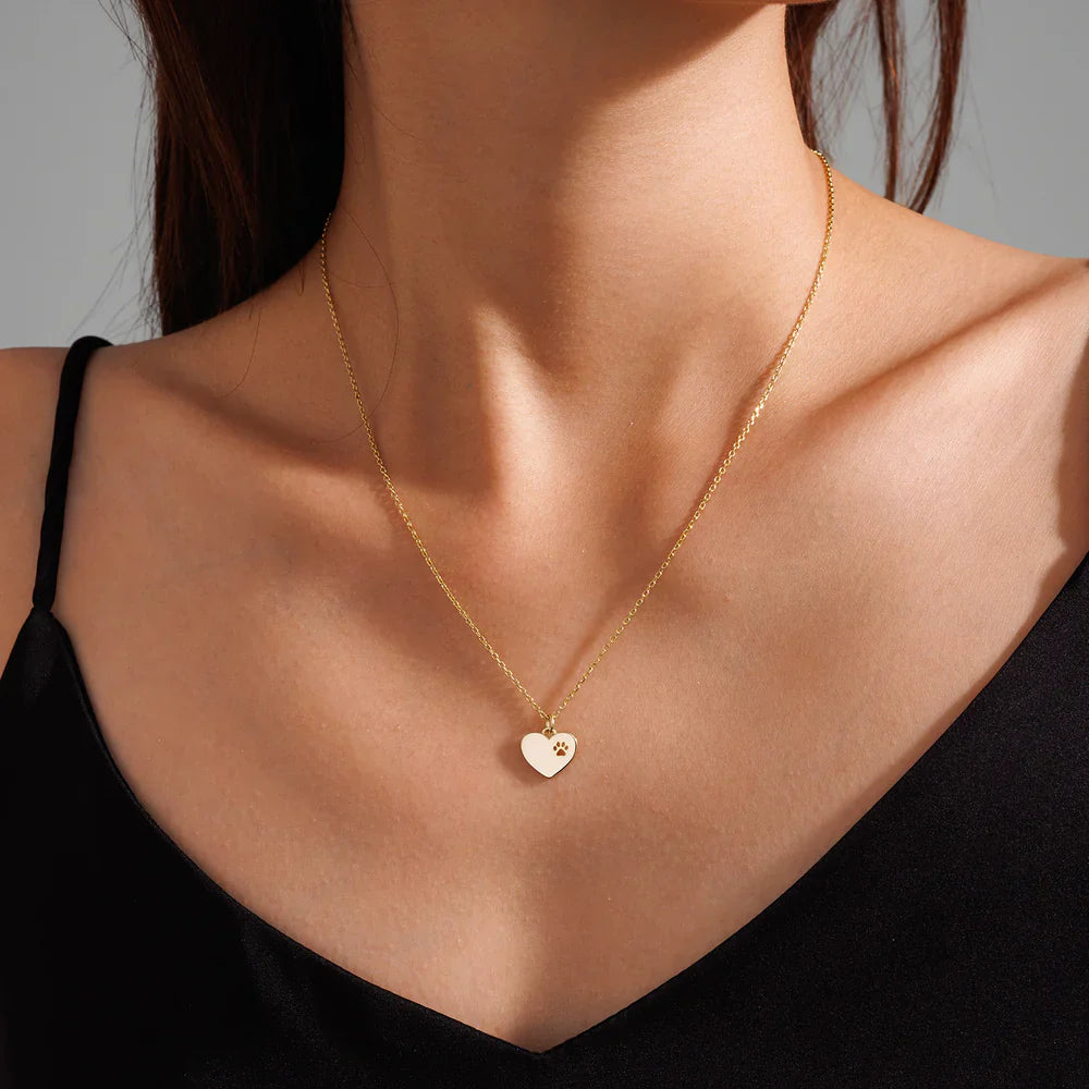 Heart Paw Print Necklace