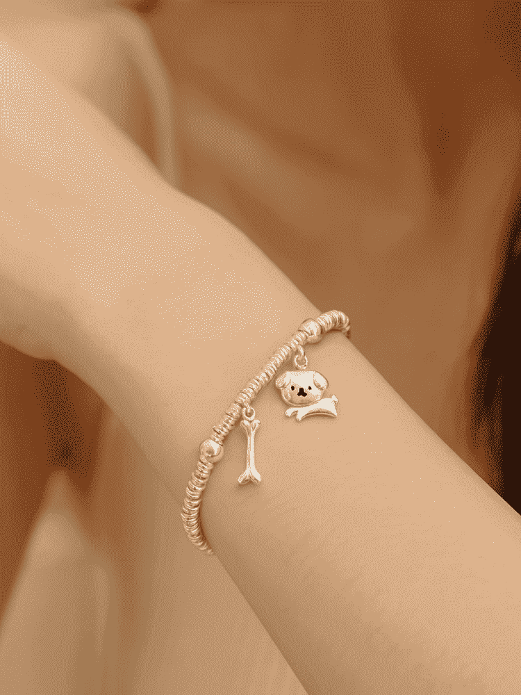 Puppy Charm Silver Bracelet
