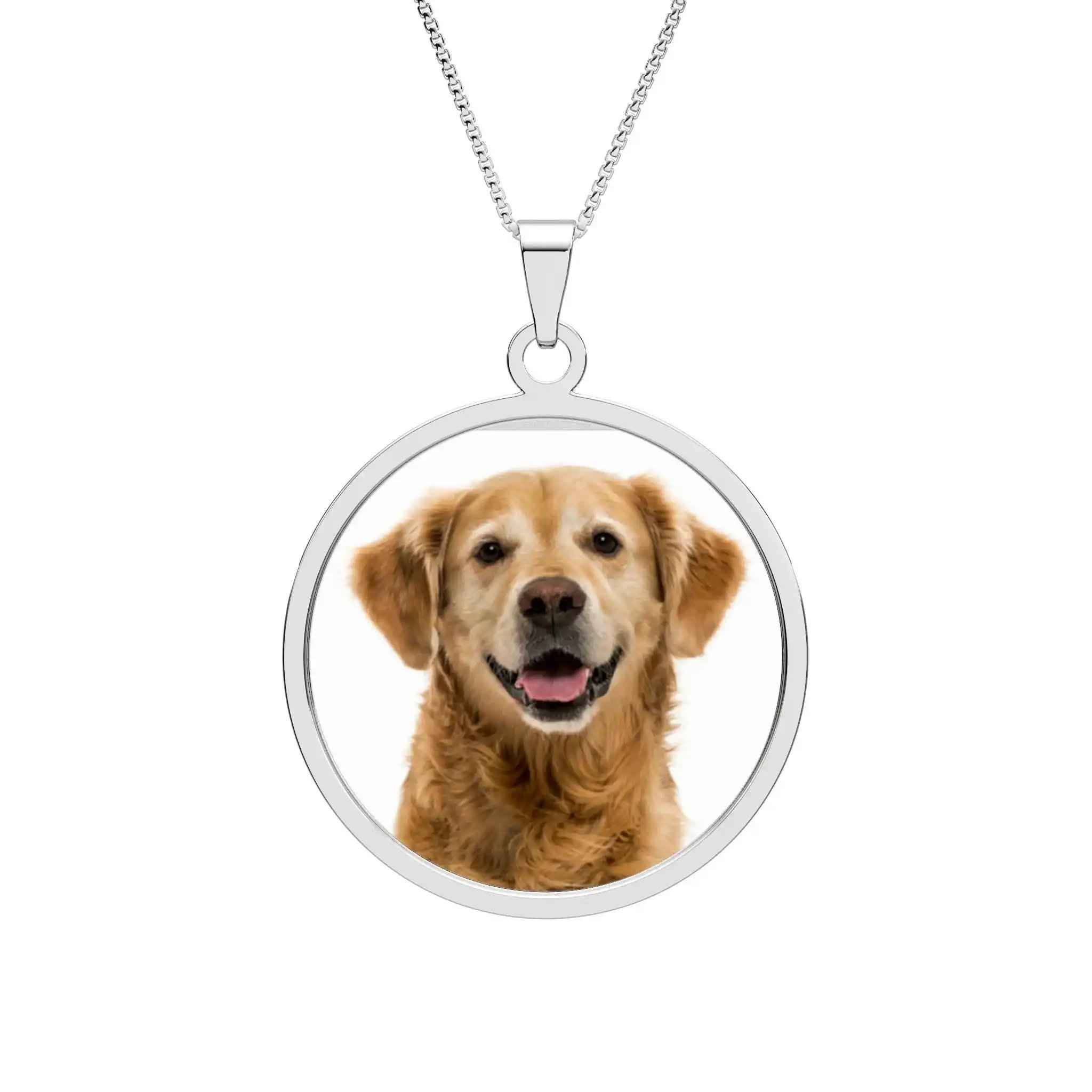 Photo Keepsake Pendant — Personalized Round Border Necklace (Custom Pet Photo)