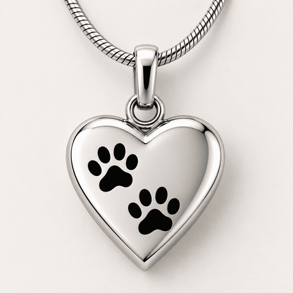 Forever Close Paw Heart Memorial Necklace