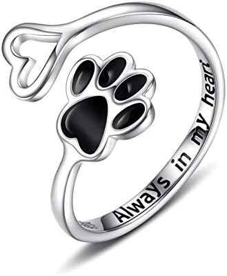 Handcrafted Paw & Heart Ring – Adjustable 925 Sterling Silver VIP