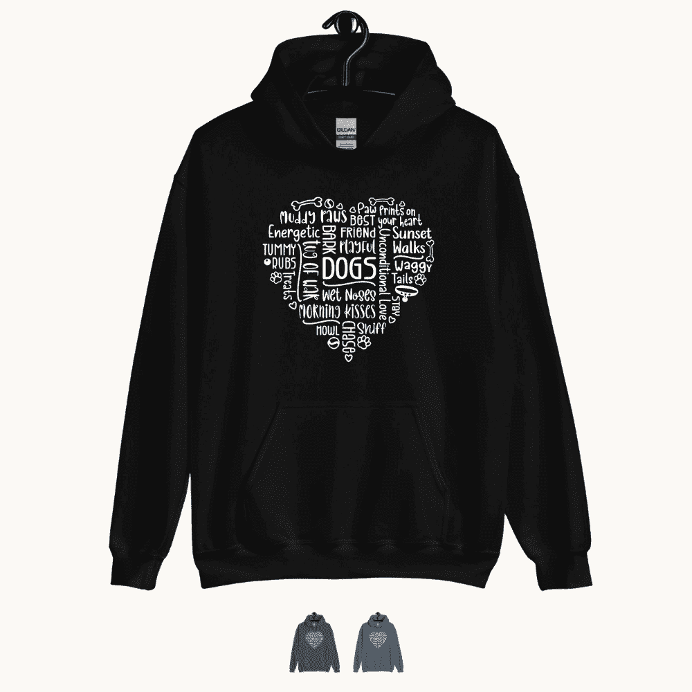 Dog Heart Word Art Unisex Hoodie