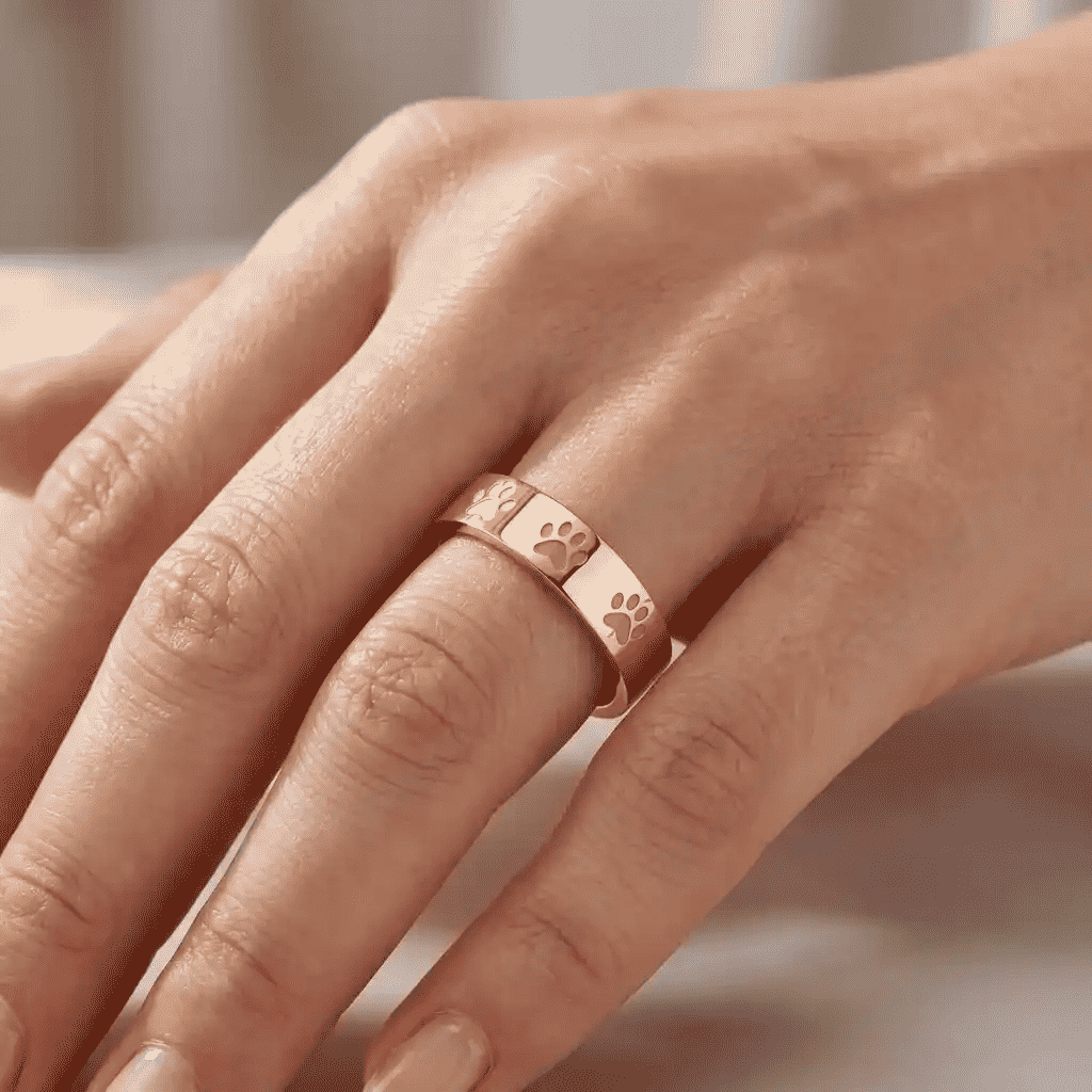 Black Paw Print Ring