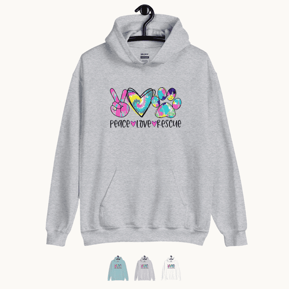 Peace Love Rescue Tie Dye Hoodie