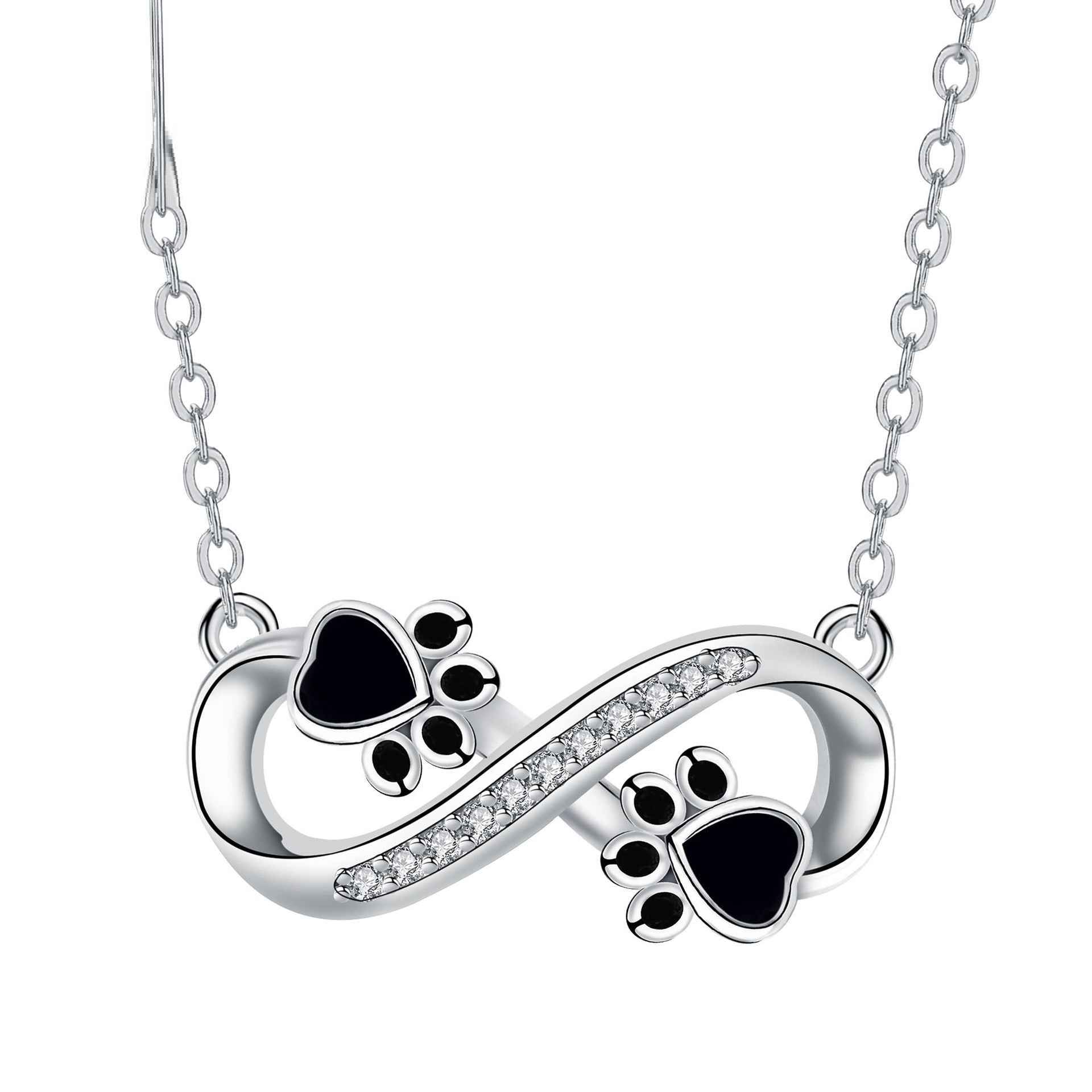 Infinity Paw Print Necklace with Zirconia VIP