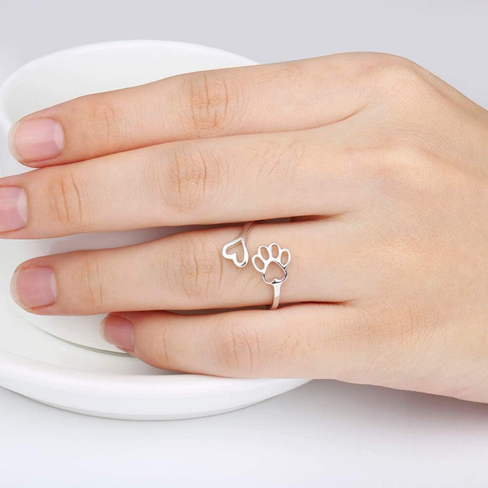 Handcrafted Paw & Heart Ring – Adjustable 925 Sterling Silver VIP