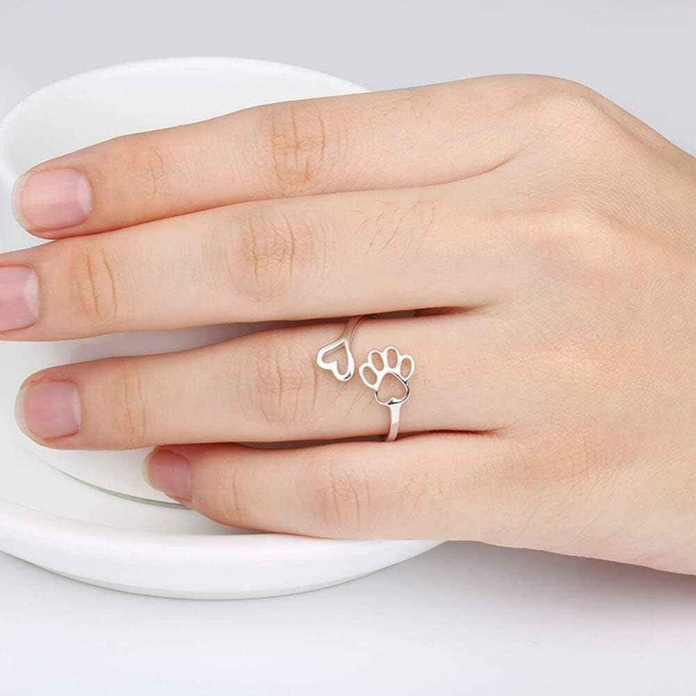 Handcrafted Paw & Heart Ring – Adjustable 925 Sterling Silver VIP