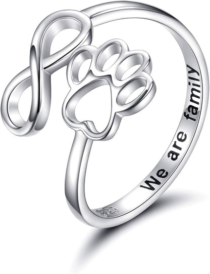 Handcrafted Paw & Heart Ring – Adjustable 925 Sterling Silver VIP