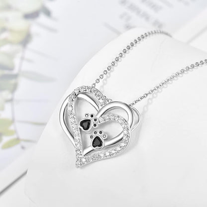 Dog Paw Heart Necklace with Zirconia VIP