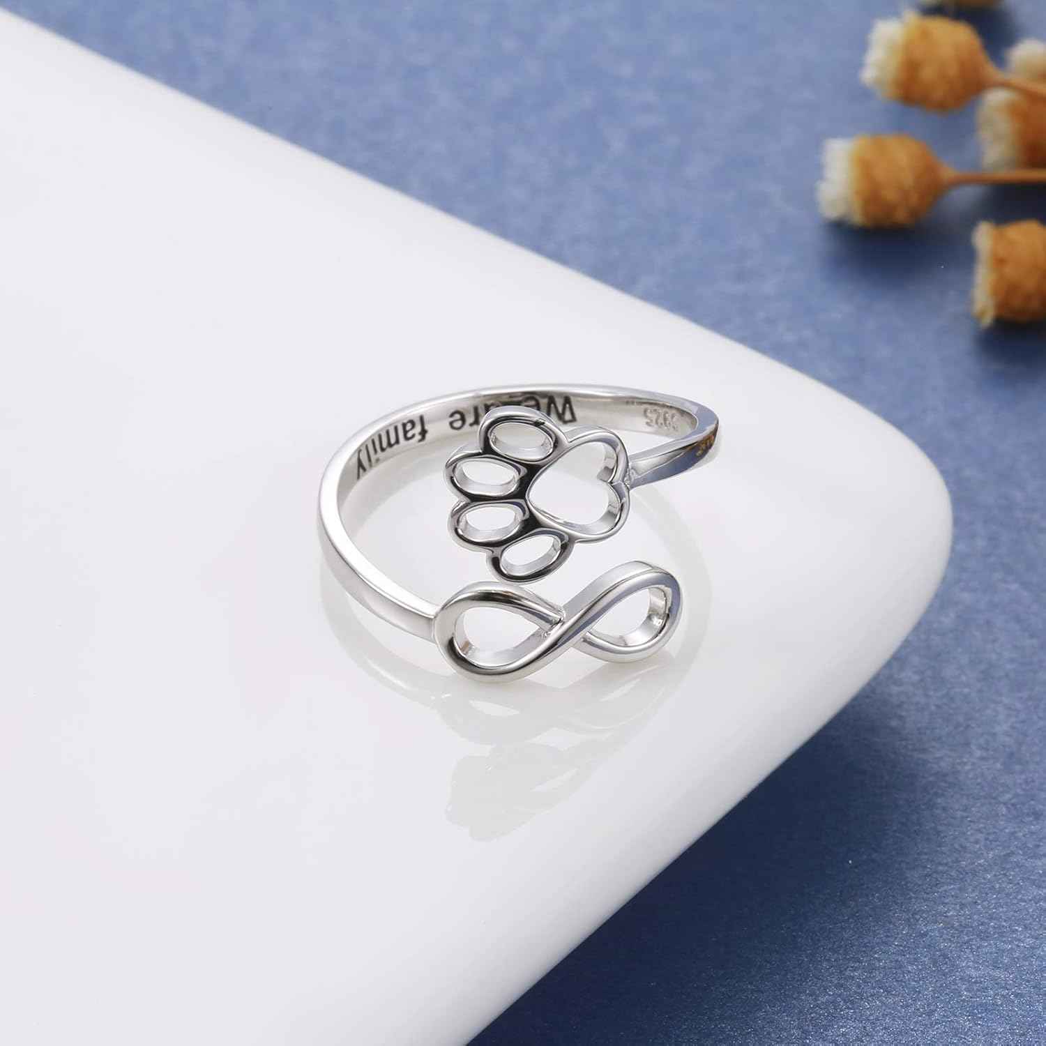 Handcrafted Paw & Heart Ring – Adjustable 925 Sterling Silver VIP