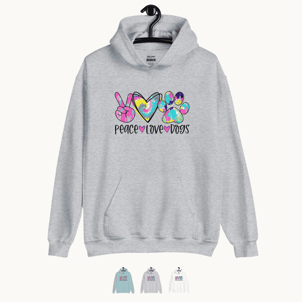 Peace Love Dogs Tie Dye Hoodie