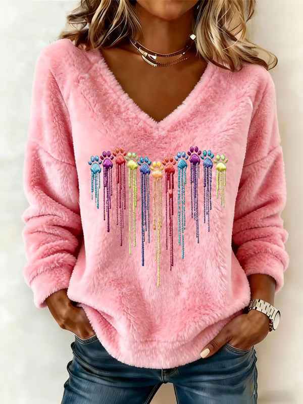 Fluffy Rainbow Paws Flannel Top