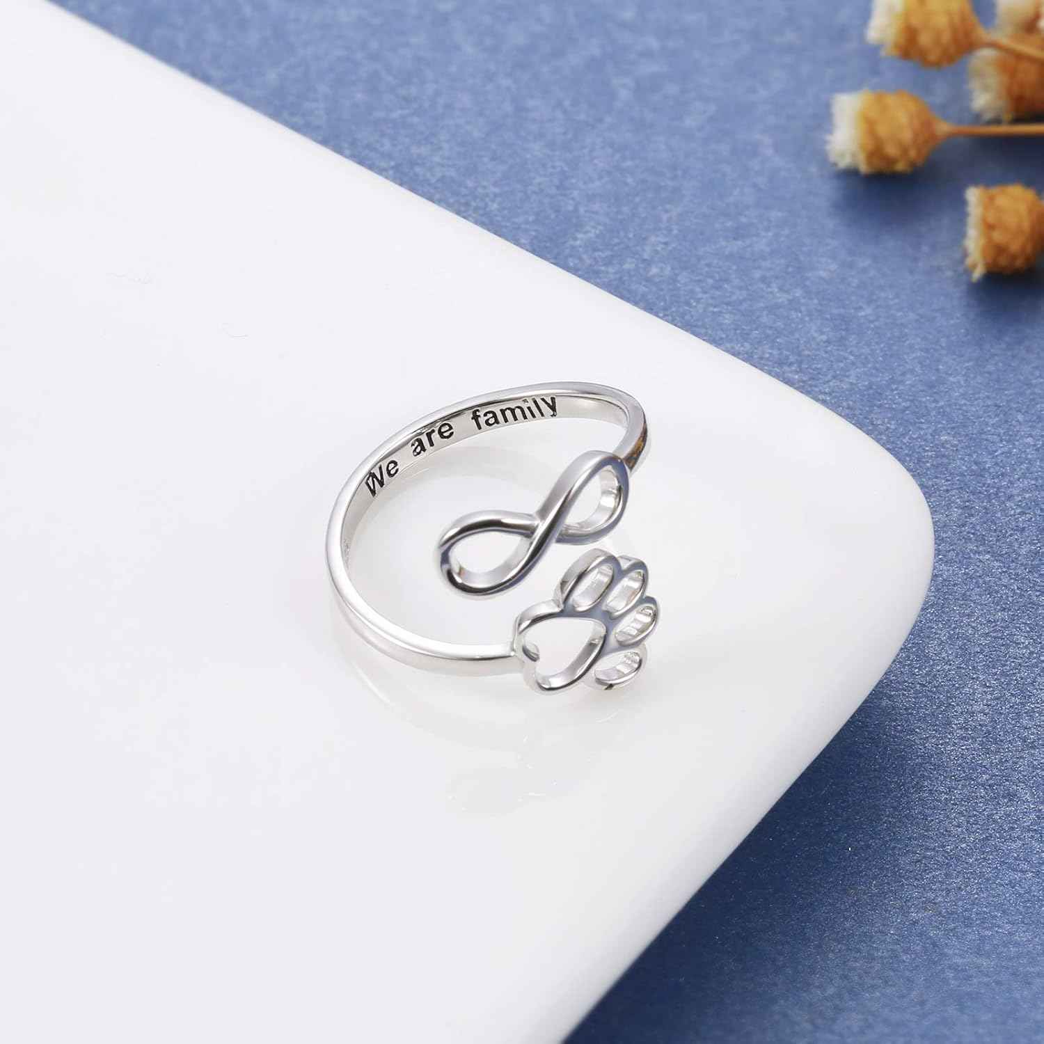 Handcrafted Paw & Heart Ring – Adjustable 925 Sterling Silver VIP