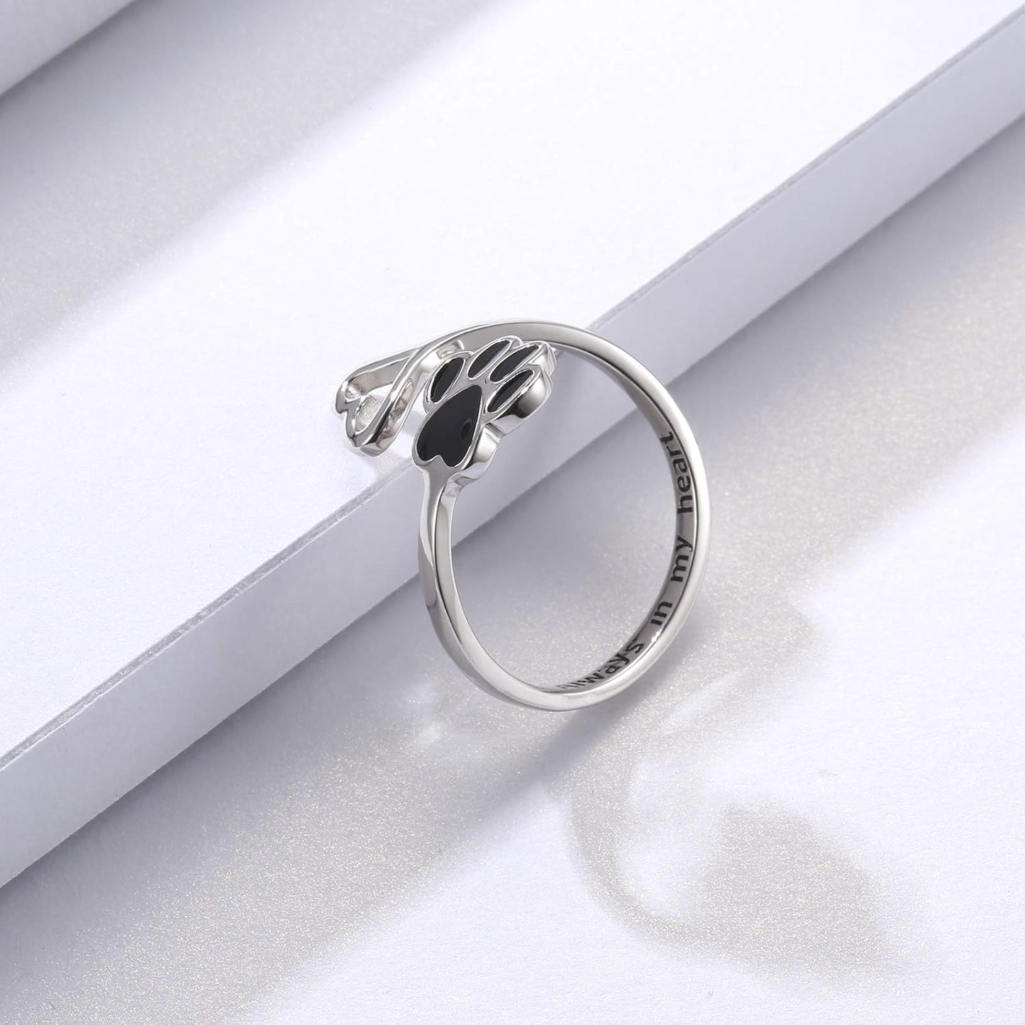 Handcrafted Paw & Heart Ring – Adjustable 925 Sterling Silver VIP