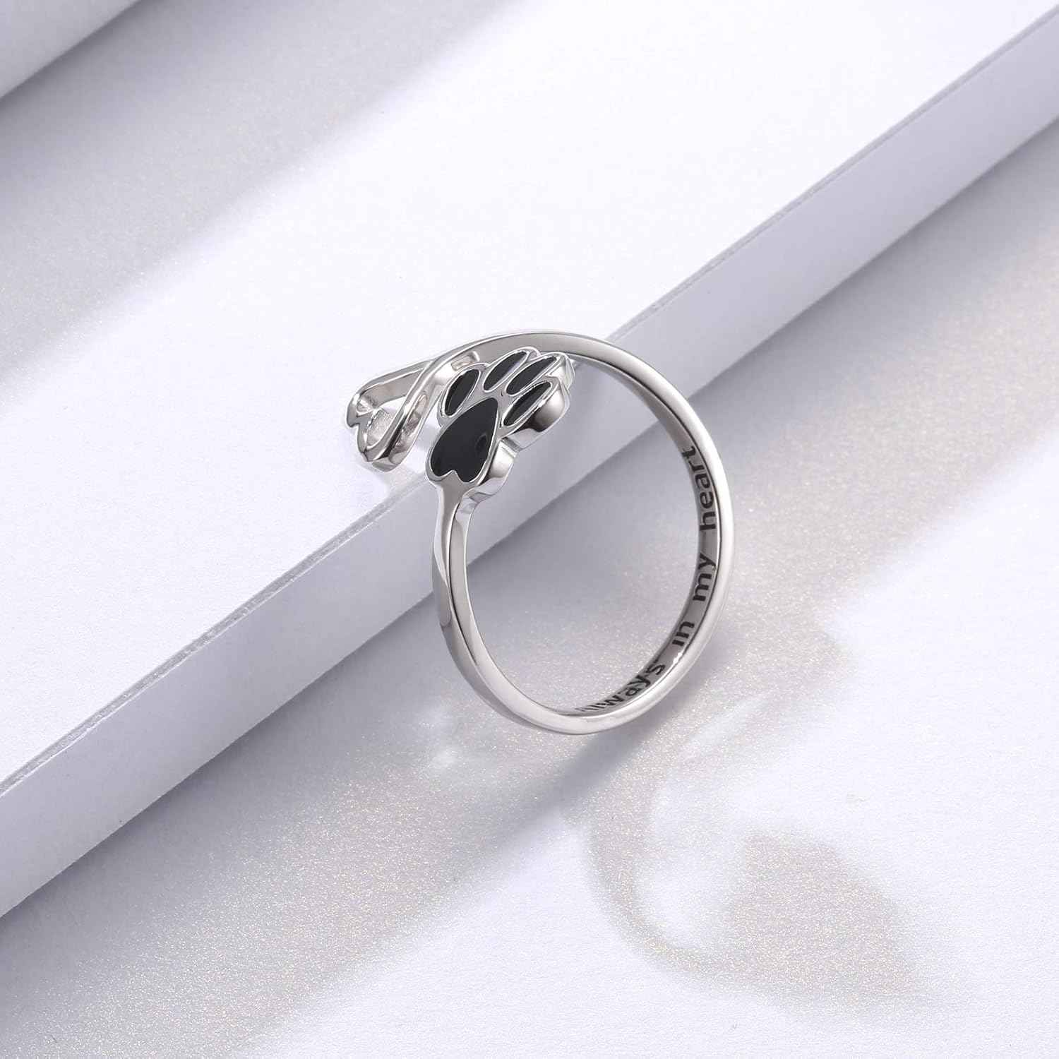 Handcrafted Paw & Heart Ring – Adjustable 925 Sterling Silver VIP