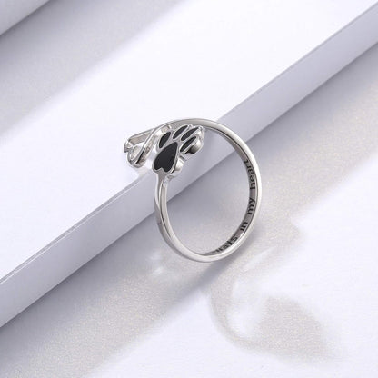 Handcrafted Paw & Heart Ring – Adjustable 925 Sterling Silver VIP