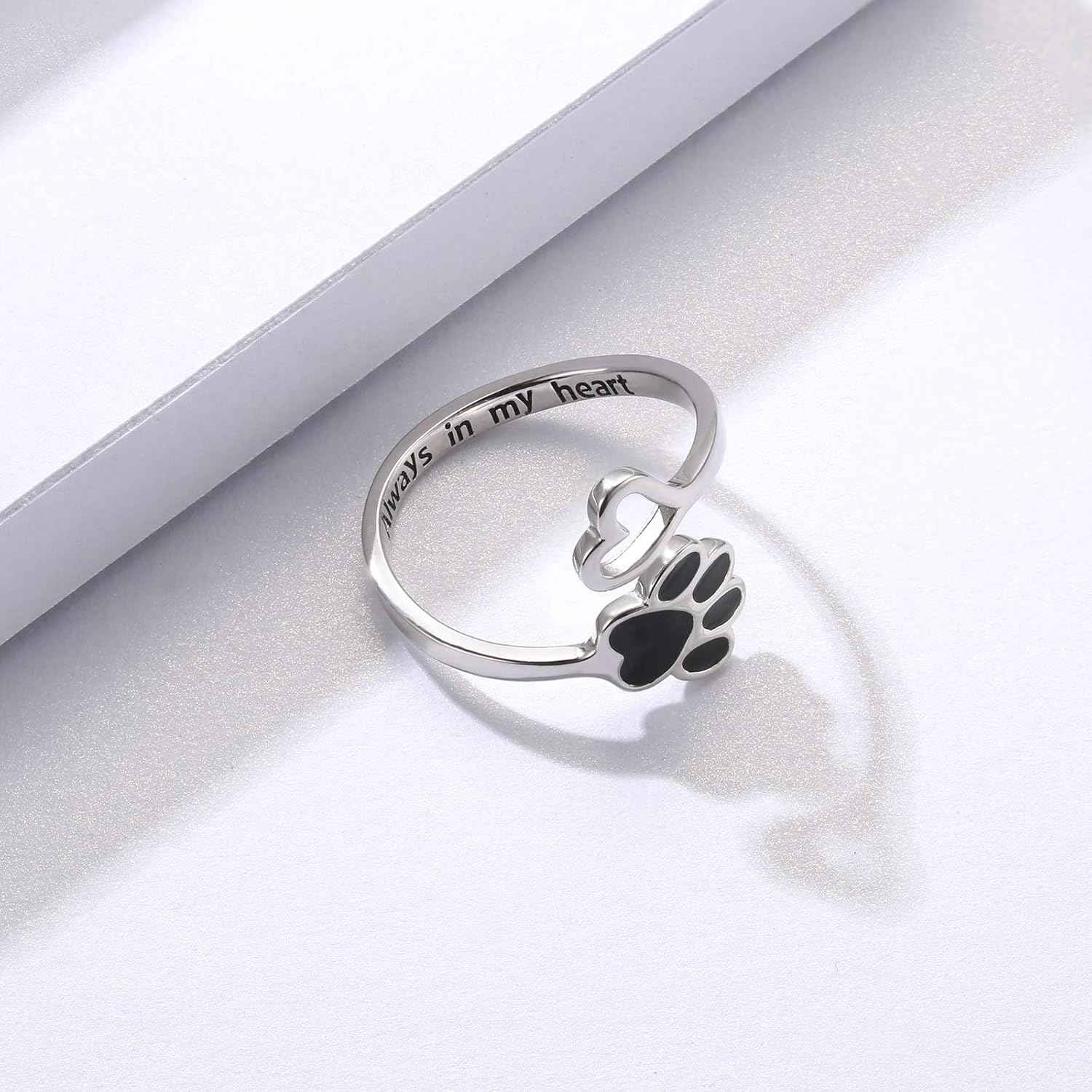 Handcrafted Paw & Heart Ring – Adjustable 925 Sterling Silver VIP