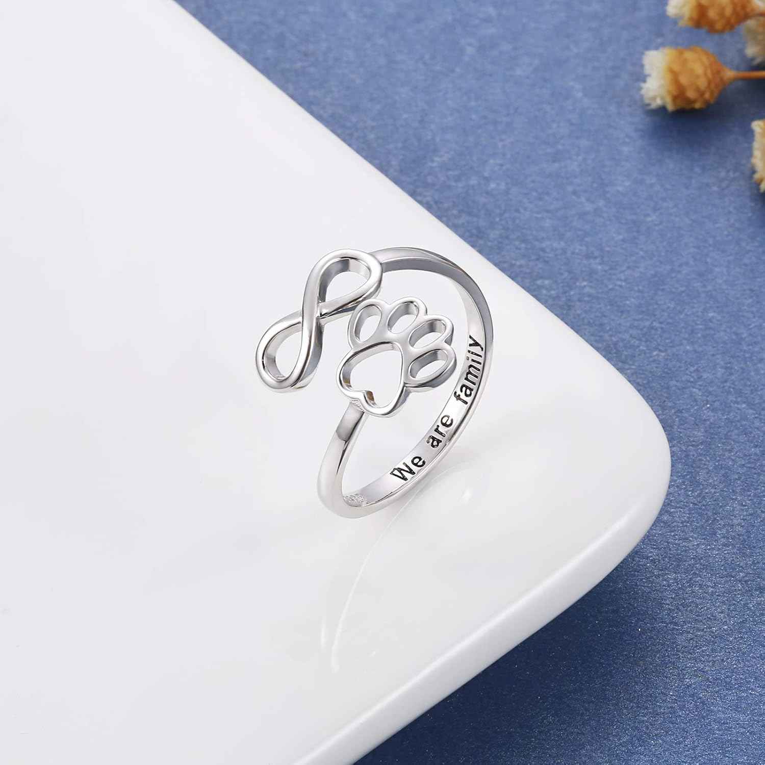 Handcrafted Paw & Heart Ring – Adjustable 925 Sterling Silver VIP
