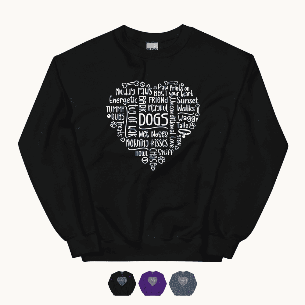 Dog Heart Word Art Unisex Sweatshirt