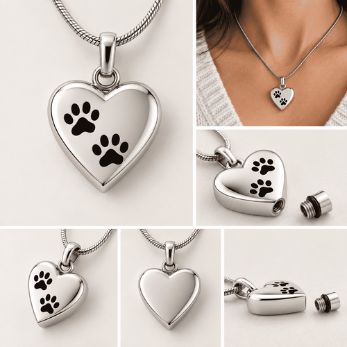 Forever Close Paw Heart Memorial Necklace