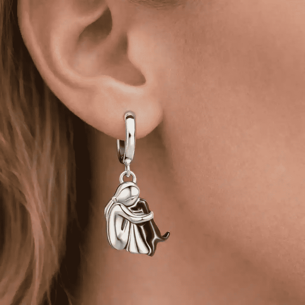 Two Tone Little Girl and Dog Earrings