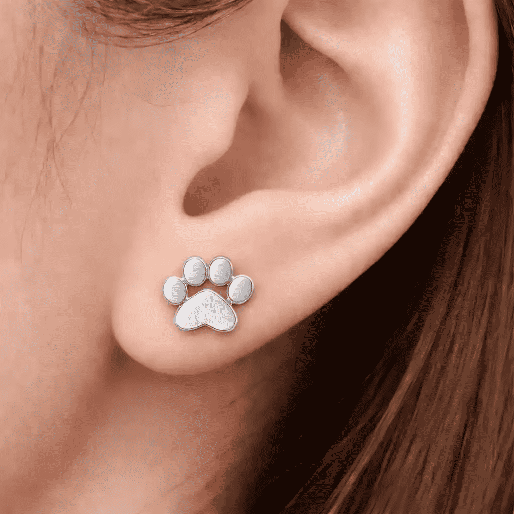 925 Sterling Silver Pawprint Earring