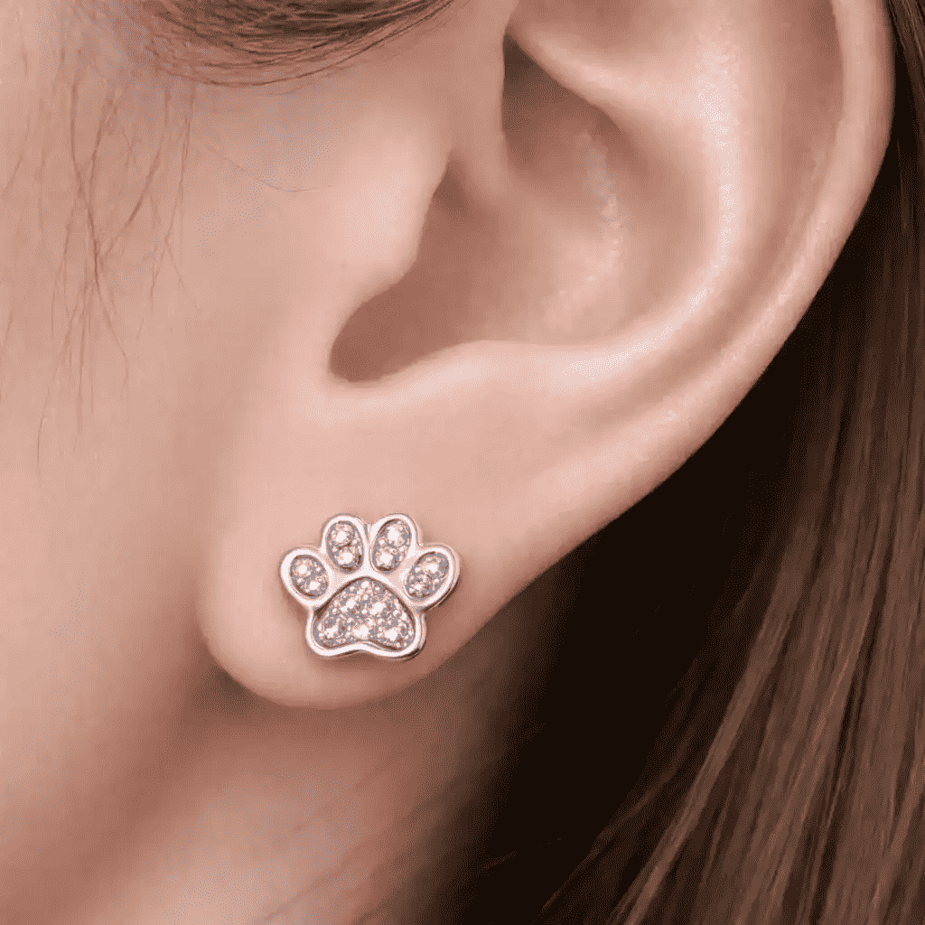 925 Sterling Silver Paw Diamond Earrings