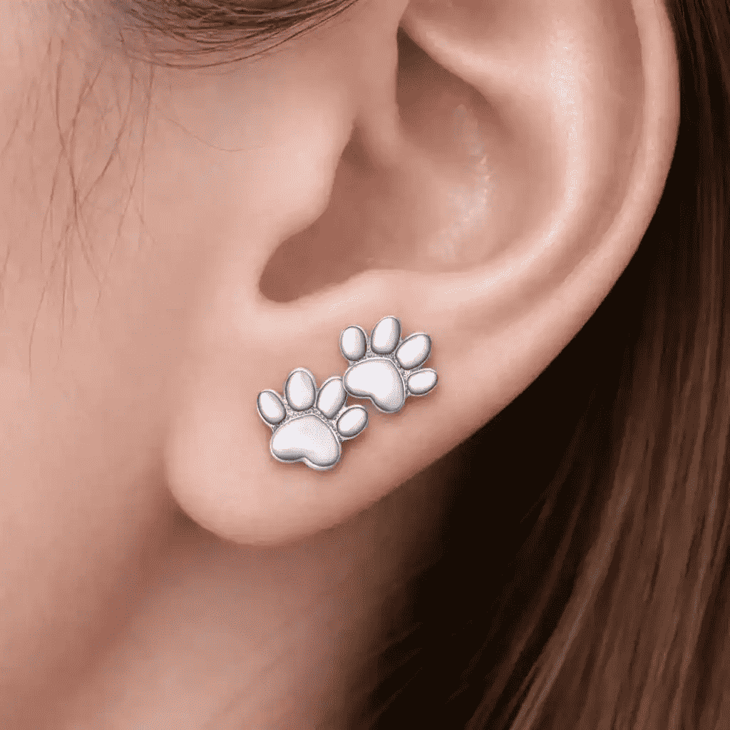 925 Sterling Silver Two Paws Earrings