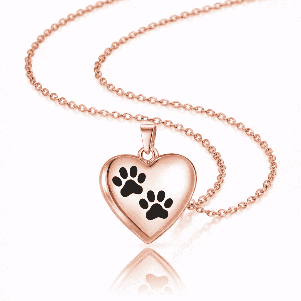 Pet Memorial Urn Necklace – Heart-Shaped Pendant with Paw Engraving