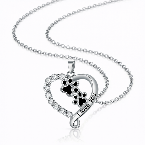 Heart-shaped Pendant Paw Necklace