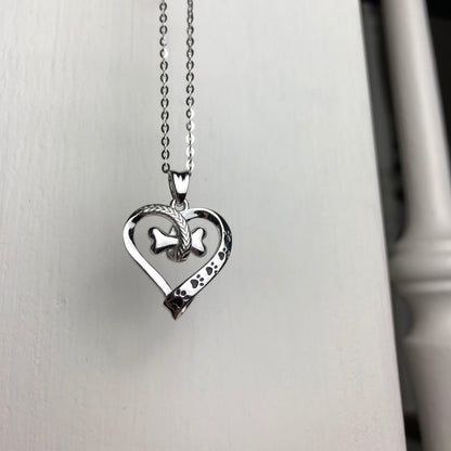 Dog Paw and Heart Necklace in Stainless Steel VIP