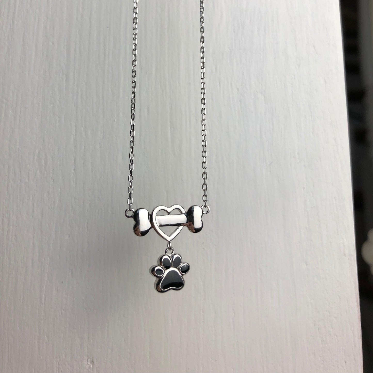 Dainty Dog Paw Necklace in Stainless Steel