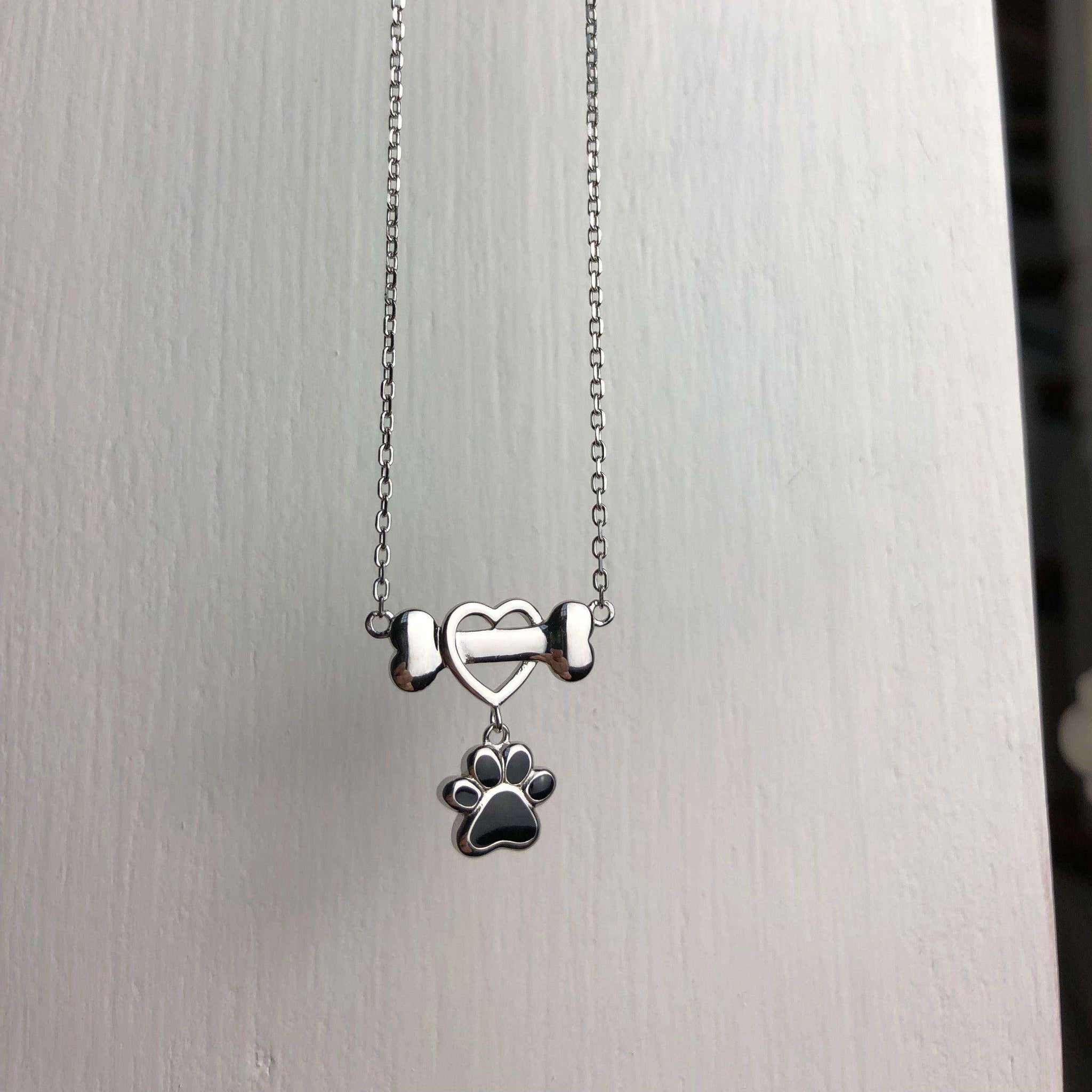 Dainty Dog Paw Necklace in Stainless Steel