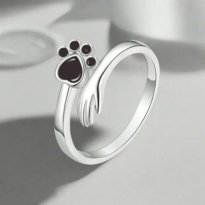 925 Sterling Silver Adjustable Ring – Hand and Paw Print Design VIP