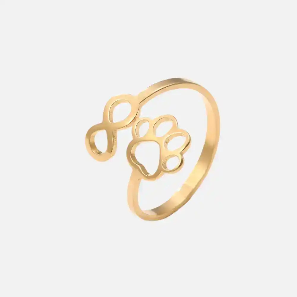 Adjustable Infinity Paw Ring – Stainless Steel