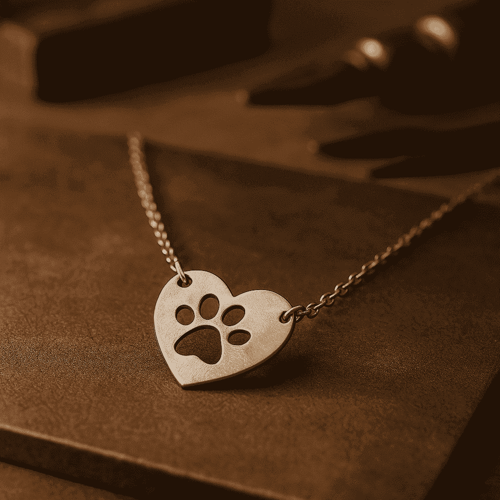 Silver Heart & Paw Pendant Necklace