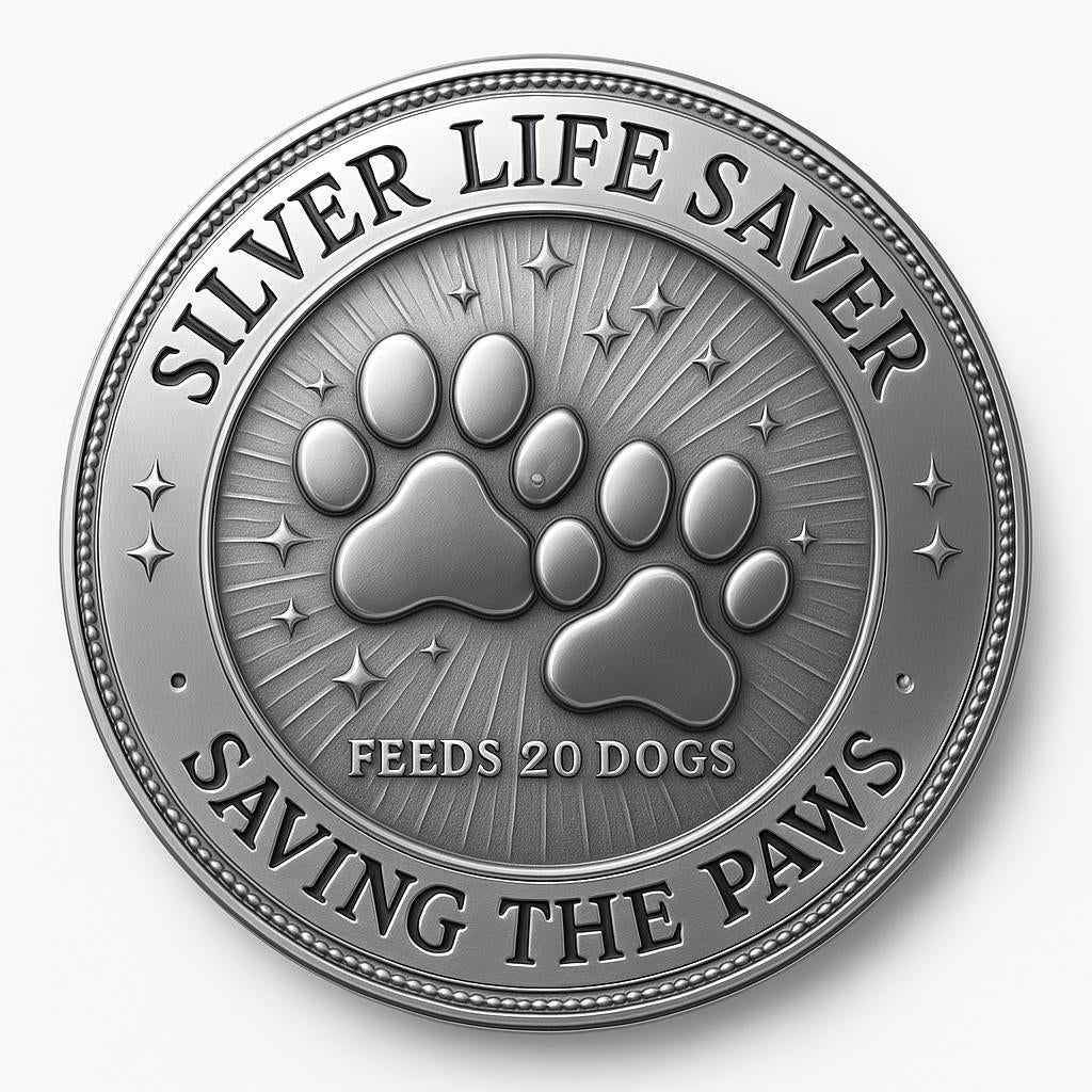 SILVER LIFE SAVER BADGE - FEEDS 50 DOGS