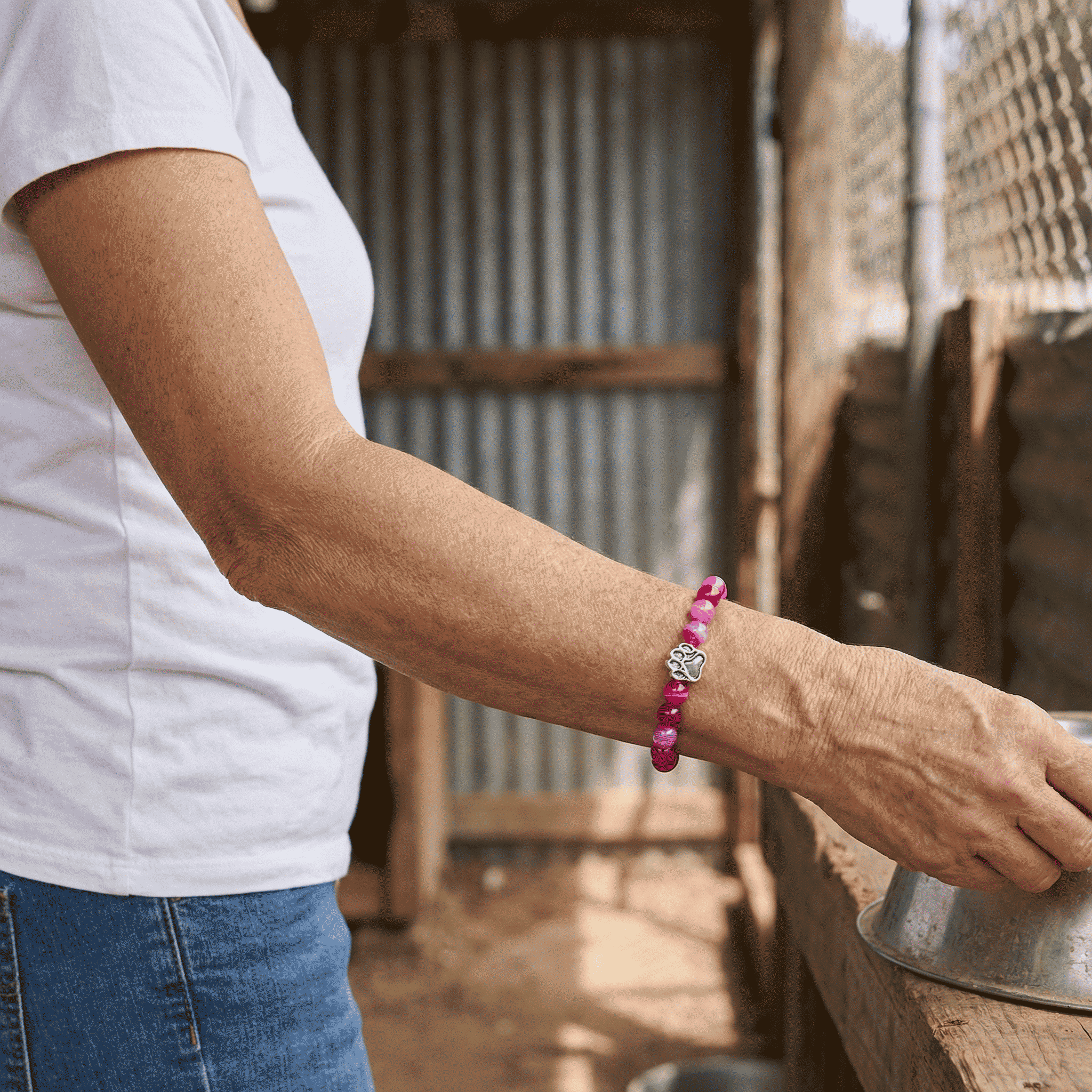 Pink Heart Paw Bracelet