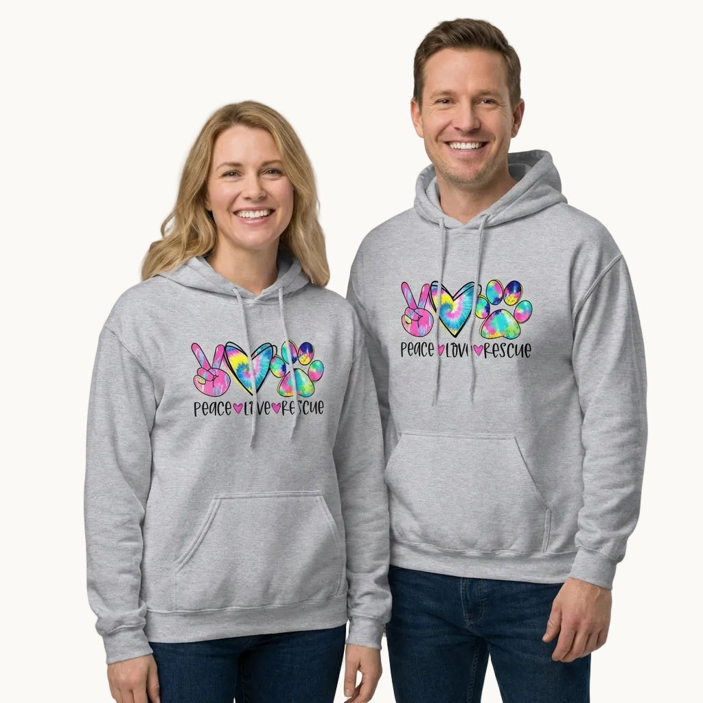Peace Love Rescue Tie Dye Hoodie