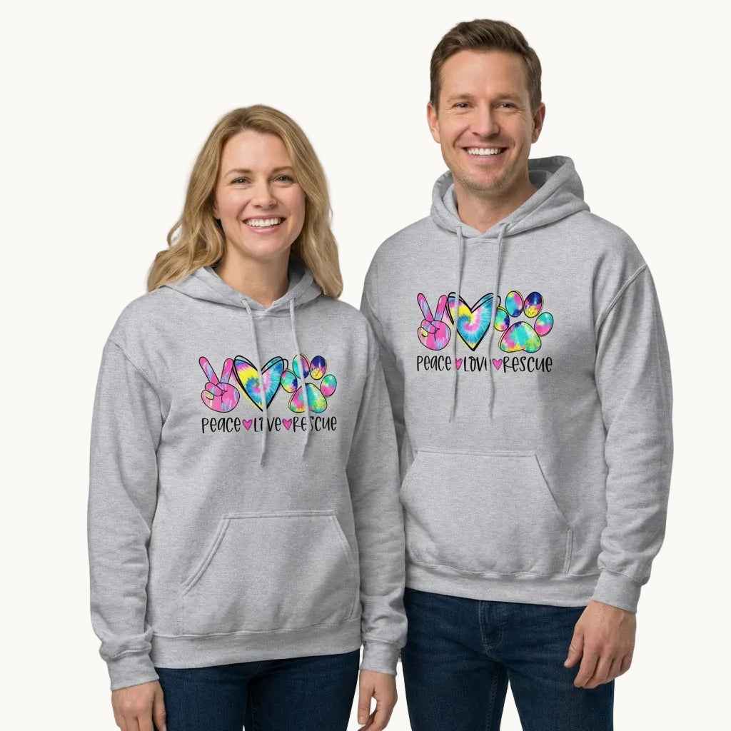 Peace Love Rescue Tie Dye Hoodie