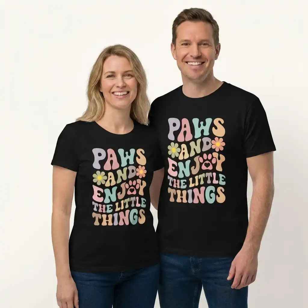 Paws and Enjoy The Little Things Dog Lovers Tee