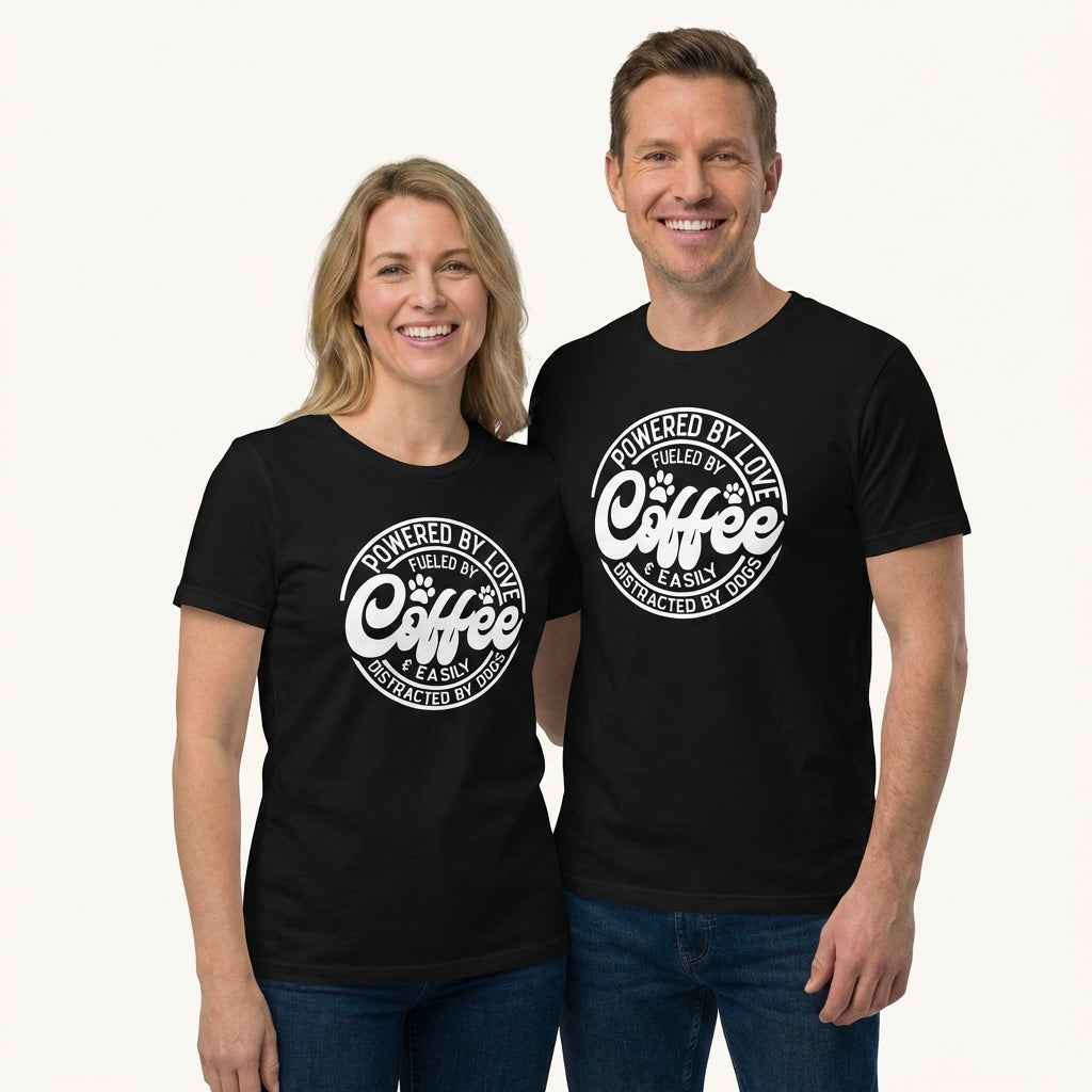 Powered by love & Easily Distracted By Dogs T-Shirt