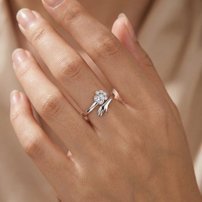 925 Sterling Silver Adjustable Ring – Hand and Paw Print Design VIP