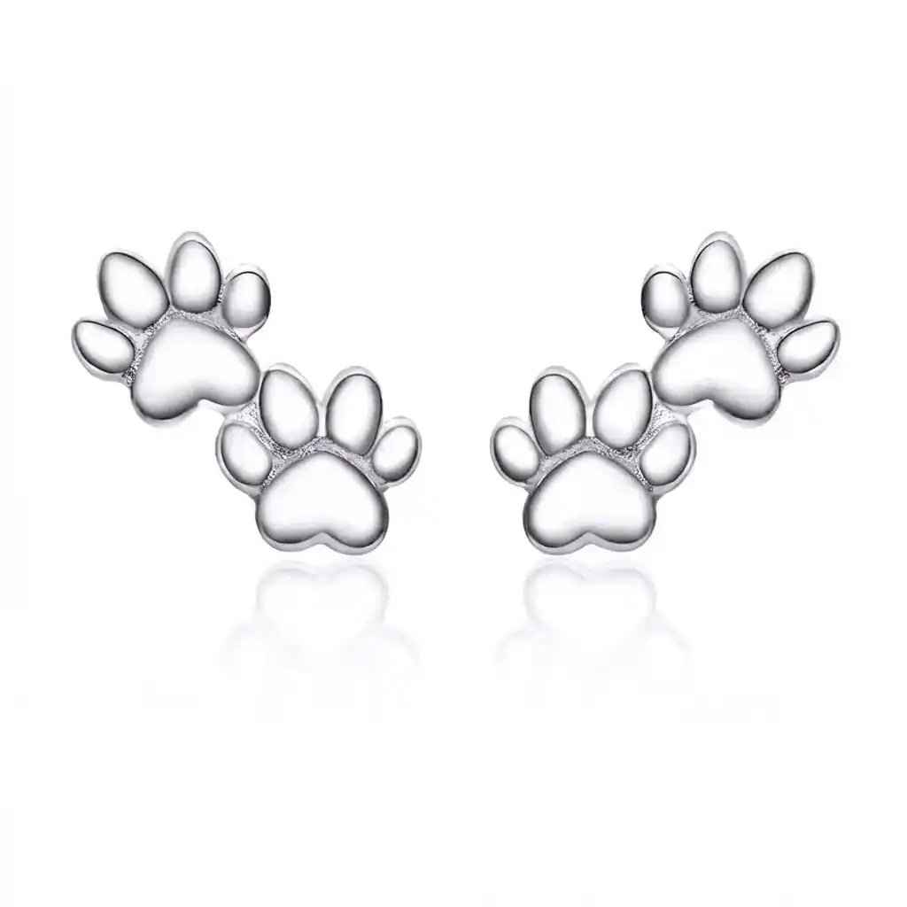 925 Sterling Silver Two Paws Earrings