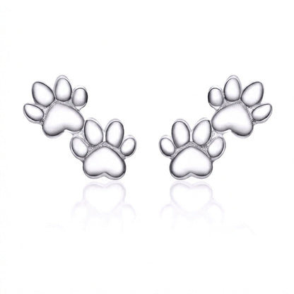 925 Sterling Silver Two Paws Earrings