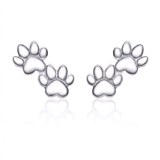 925 Sterling Silver Two Paws Earrings