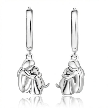 Two Tone Little Girl and Dog Earrings