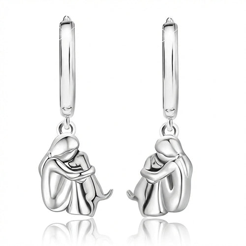 Two Tone Little Girl and Dog Earrings