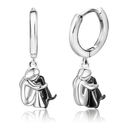 Two Tone Little Girl and Dog Earrings