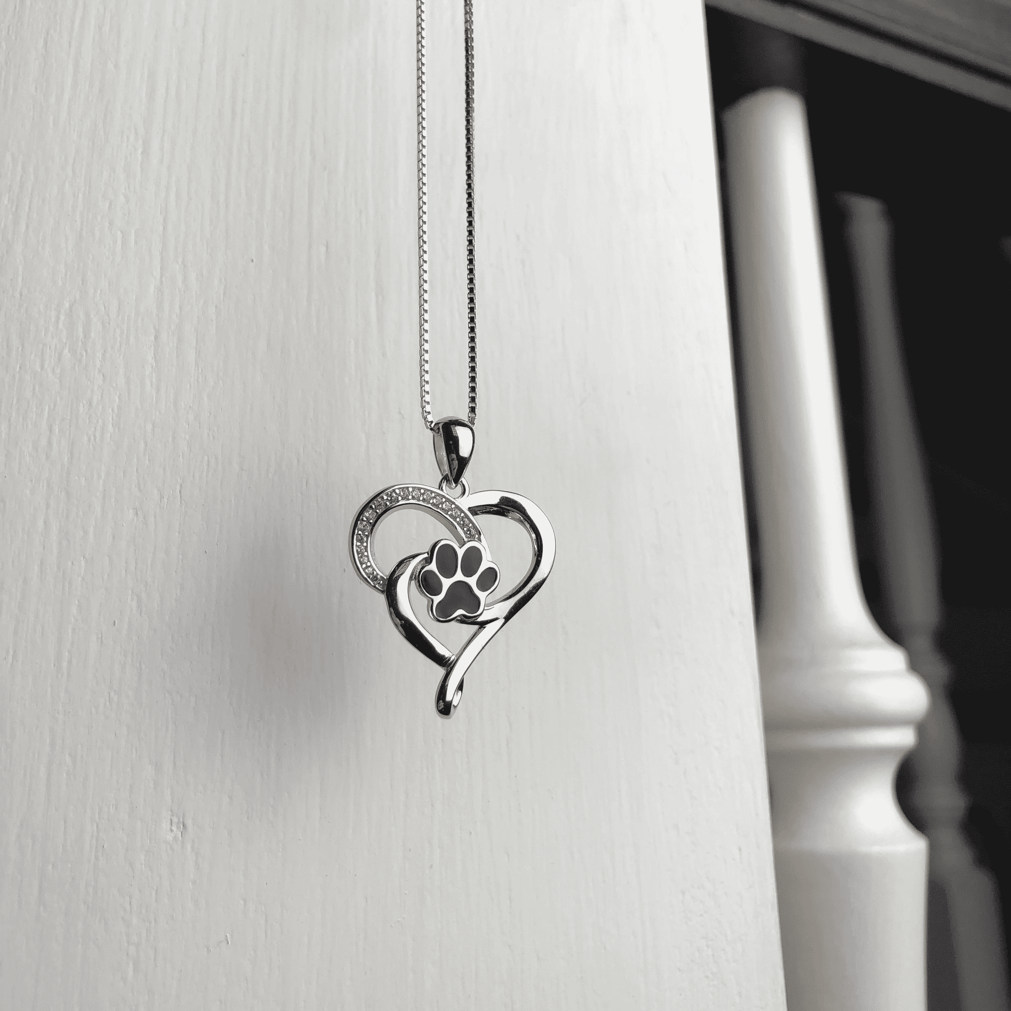 Stainless Steel Infinity Necklace with Heart & Paw VIP